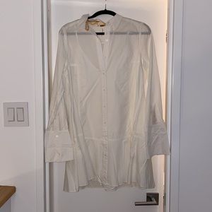Free People white button down shirt dress with slip
